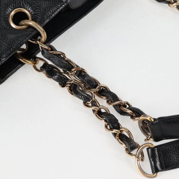 CHANEL Matelasse COCO Mark Chain Tote Bag Caviar Skin Black - Picture 8 of 16
